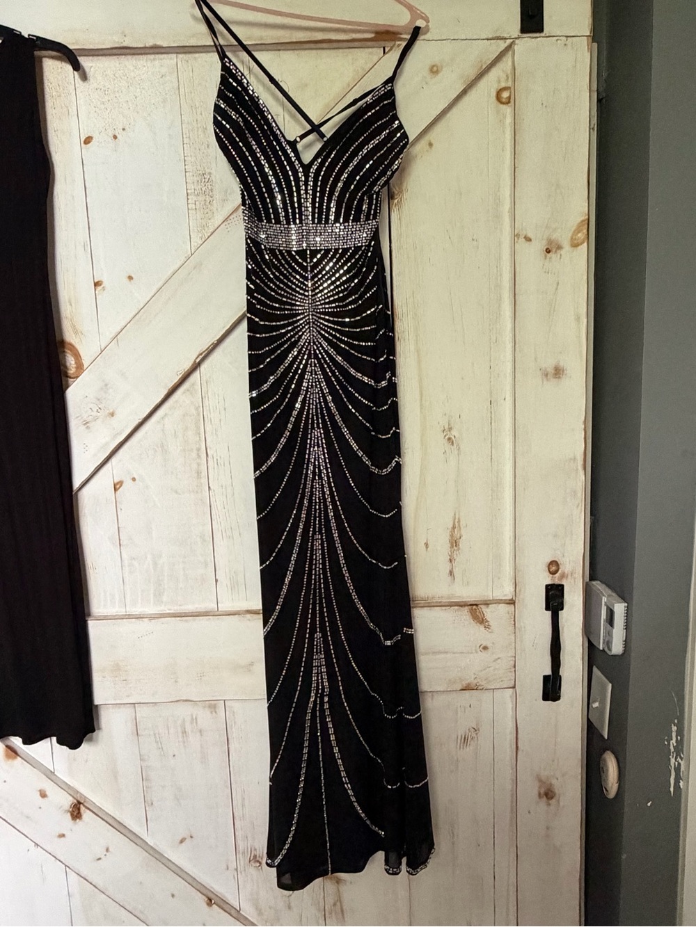 Windsor Black Maxi Gown with Silver Crystal Detailing - Picture 2 of 15